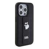 Husa de protectie Karl Lagerfeld Saffiano Gripstand (KLHCP15LGSACHPK) compatibil cu iPhone 15 Pro, Choupette Pins