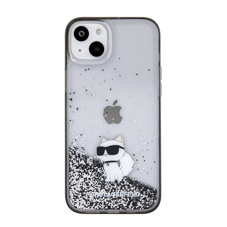 Husa de protectie Karl Lagerfeld Hardcase Liquid Glitter (KLHCP15MLKCNSK) compatibil cu iPhone 15 Plus, Transparent Choupette