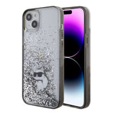 Husa de protectie Karl Lagerfeld Hardcase Liquid Glitter (KLHCP15MLKCNSK) compatibil cu iPhone 15 Plus, Transparent Choupette