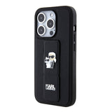 Husa de protectie Karl Lagerfeld Saffiano Gripstand (KLHCP15LGSAKCPK) compatibil cu iPhone 15 Pro, Karl&Choupette Pins