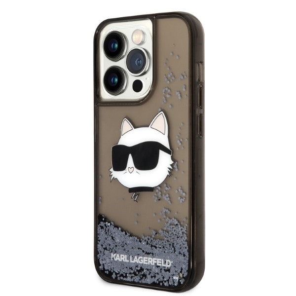 Husa de protectie Karl Lagerfeld Hardcase Glitter (KLHCP14XLNCHCK) compatibil cu iPhone 14 Pro Max, Choupette Head