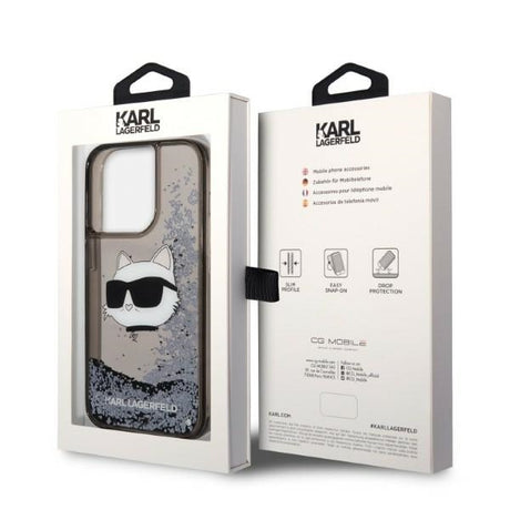 Husa de protectie Karl Lagerfeld Hardcase Glitter (KLHCP14XLNCHCK) compatibil cu iPhone 14 Pro Max, Choupette Head