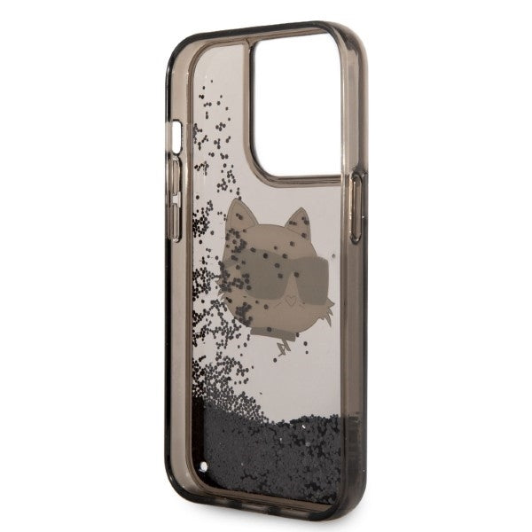 Husa de protectie Karl Lagerfeld Hardcase Glitter (KLHCP14XLNCHCK) compatibil cu iPhone 14 Pro Max, Choupette Head