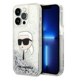 Husa de protectie Karl Lagerfeld Hardcase Glitter (KLHCP14XLNKHCH) compatibil cu iPhone 14 Pro Max, Argintiu Karl Head