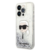Husa de protectie Karl Lagerfeld Hardcase Glitter (KLHCP14XLNKHCH) compatibil cu iPhone 14 Pro Max, Argintiu Karl Head