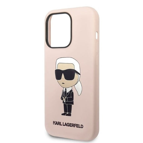 Husa de protectie Karl Lagerfeld Silicone (KLHCP14XSNIKBCP) compatibil cu iPhone 14 Pro Max, Roz Ikonik