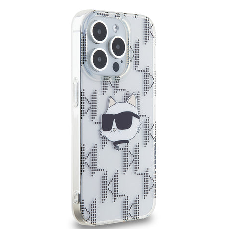 Husa de protectie Karl Lagerfeld IML Luxury (KLHCP15LHKLPCHT) compatibil cu iPhone 15 Pro, Transparent Choupette Head&Monogram