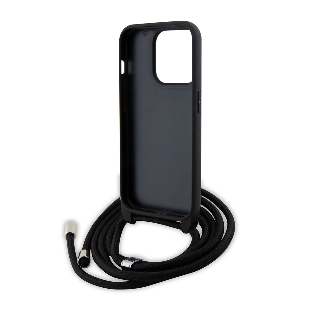 Husa de protectie Karl Lagerfeld Saffiano Crossbody (KLHCP15LSAKCPSK) compatibil cu iPhone 15 Pro, Metal Pin Karl&Choupette