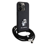 Husa de protectie Karl Lagerfeld Saffiano Crossbody (KLHCP15LSAKCPSK) compatibil cu iPhone 15 Pro, Metal Pin Karl&Choupette