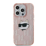 Husa de protectie Karl Lagerfeld IML Luxury (KLHCP15LHKLPCHP) compatibil cu iPhone 15 Pro, Roz Choupette Head&Monogram