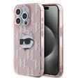 Husa de protectie Karl Lagerfeld IML Luxury (KLHCP15LHKLPCHP) compatibil cu iPhone 15 Pro, Roz Choupette Head&Monogram