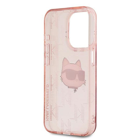 Husa de protectie Karl Lagerfeld IML Luxury (KLHCP15LHKLPCHP) compatibil cu iPhone 15 Pro, Roz Choupette Head&Monogram