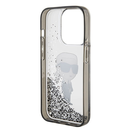 Husa de protectie Karl Lagerfeld Hardcase Liquid Glitter (KLHCP15LLKKNSK) compatibil cu iPhone 15 Pro, Transparent Ikonik