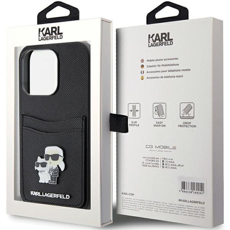 Husa de protectie Karl Lagerfeld Saffiano Cardslot (KLHCP15LSAPKCNPK) compatibil cu iPhone 15 Pro, Karl&Choupette