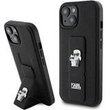 Husa de protectie Karl Lagerfeld Saffiano Gripstand (KLHCP15MGSAKCPK) compatibil cu iPhone 15 Plus, Karl&Choupette Pins