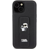 Husa de protectie Karl Lagerfeld Saffiano Gripstand (KLHCP15MGSAKCPK) compatibil cu iPhone 15 Plus, Karl&Choupette Pins