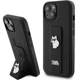 Husa de protectie Karl Lagerfeld Saffiano Gripstand (KLHCP15SGSACHPK) compatibil cu iPhone 15, Choupette
