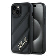 Karl Lagerfeld Diagonal Quilted Script fekete tok iPhone 15 készülékhez