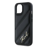 Karl Lagerfeld Diagonal Quilted Script fekete tok iPhone 15 készülékhez