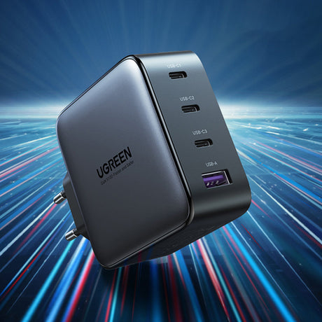 Incarcator Ugreen (40747), 3x Type-C + USB, 100W, GaN, Negru