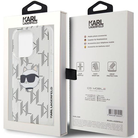 Husa de protectie Karl Lagerfeld IML Luxury (KLHCP15XHKLPCHT) compatibil cu iPhone 15 Pro Max, Transparent Choupette Head&Monogram