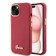 Husa de protectie Guess Silicone Script Metal Logo & Frame (GUHCP15SSMBSLM) compatibil cu iPhone 15, Rosu