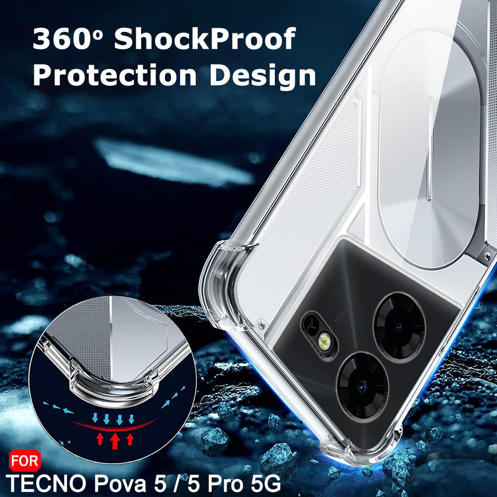Husa de protectie Techsuit Shockproof Clear Silicone compatibil cu Tecno Pova 5 Pro, Transparent