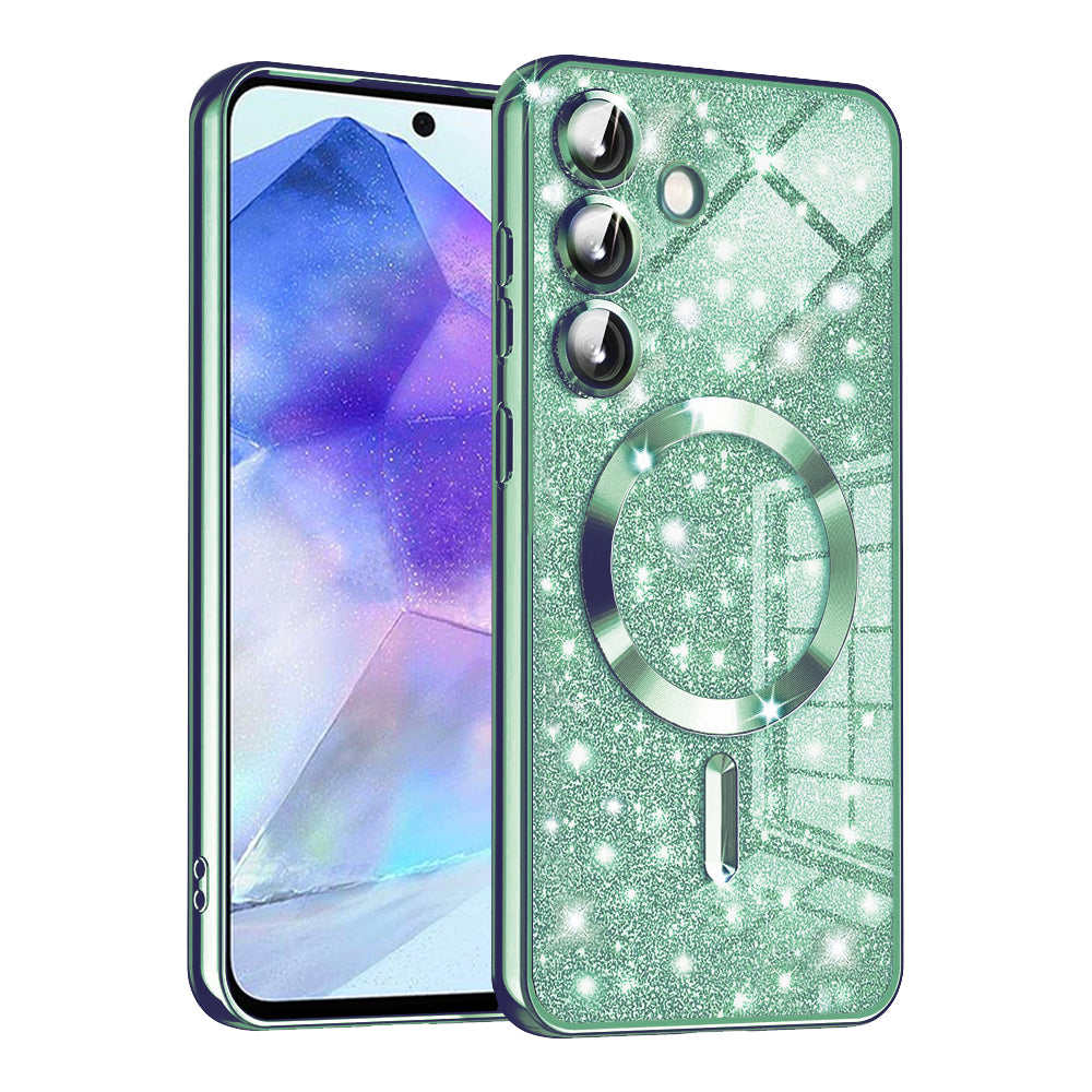 Husa de protectie Techsuit Luxury Glitter MagSafe compatibil cu Samsung Galaxy A55 5G, Verde deschis
