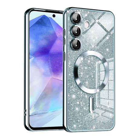 Husa de protectie Techsuit Luxury Glitter MagSafe compatibil cu Samsung Galaxy A55 5G, Albastru Deschis