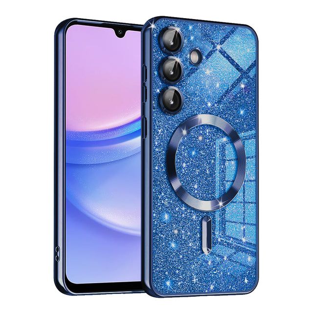 Husa de protectie Techsuit Luxury Glitter MagSafe compatibil cu Samsung Galaxy A15 4G / A15 5G, Albastru Inchis