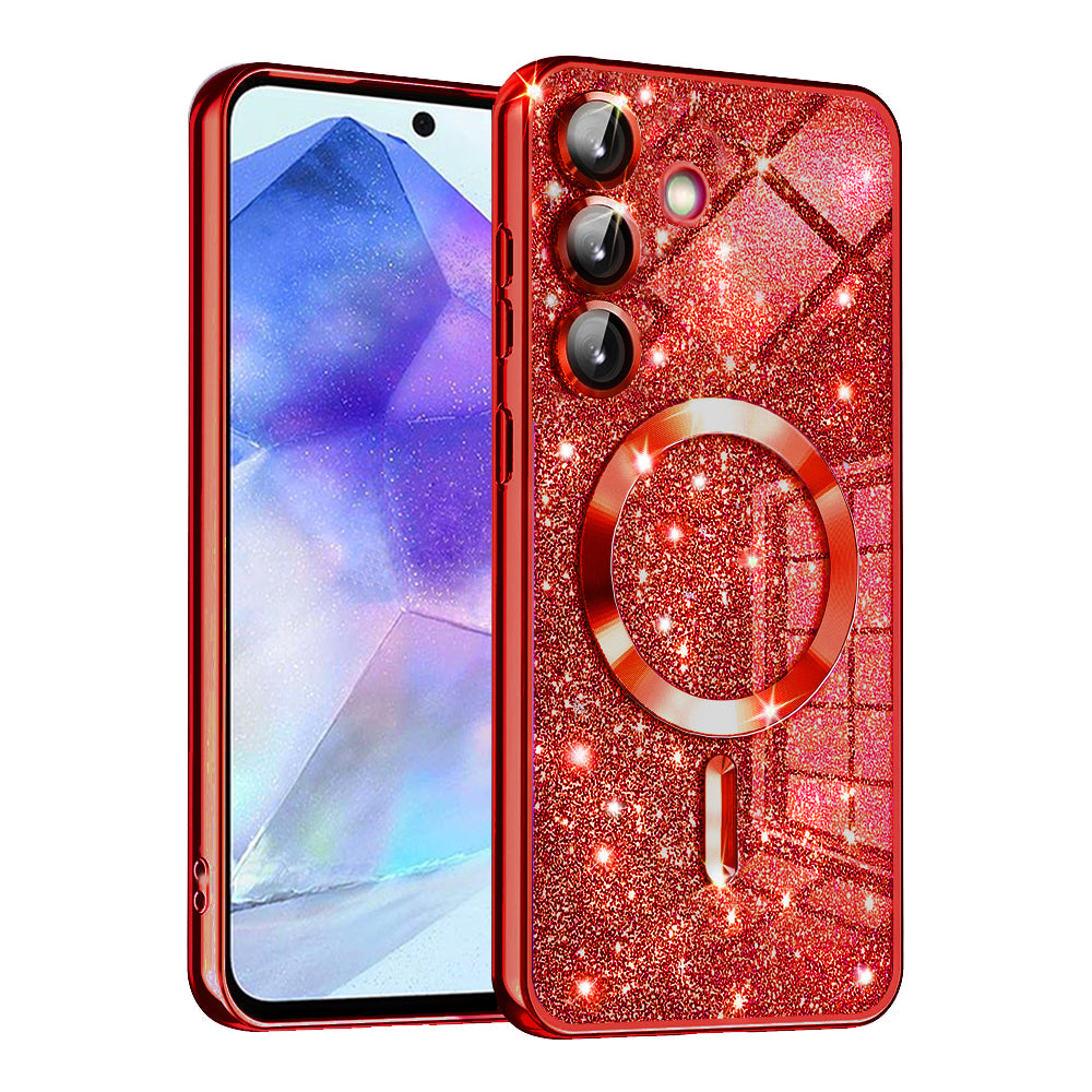 Husa de protectie Techsuit Luxury Glitter MagSafe compatibil cu Samsung Galaxy A55 5G, Rosu