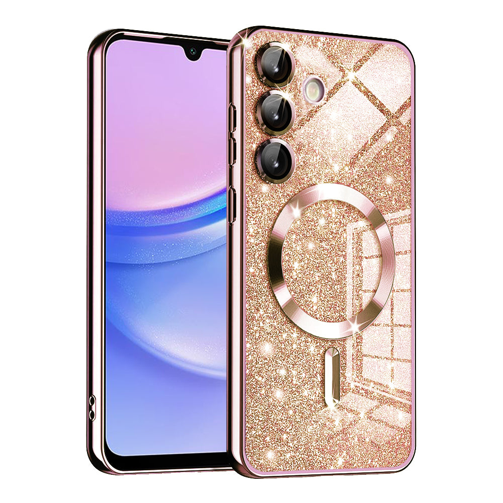 Husa de protectie Techsuit Luxury Glitter MagSafe compatibil cu Samsung Galaxy A15 4G / A15 5G, Roz Auriu