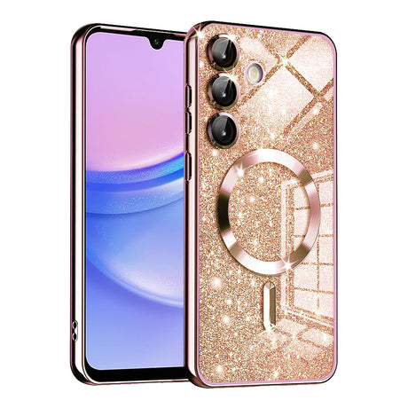 Husa de protectie Techsuit Luxury Glitter MagSafe compatibil cu Samsung Galaxy A15 4G / A15 5G, Roz Auriu