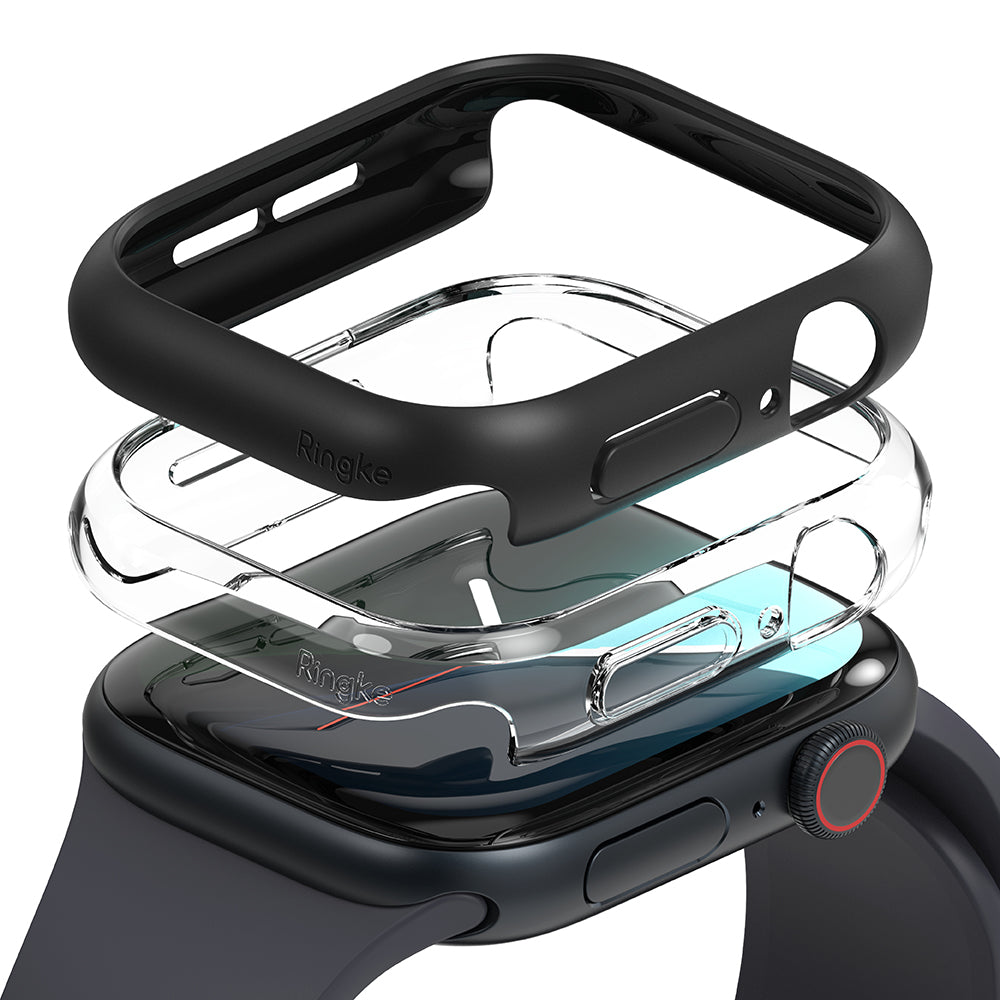 Accesoriu smartwatch Ringke Slim (set de 2) compatibil cu Apple Watch 10 46mm / Watch 11 46mm, Transparent / Matte Black