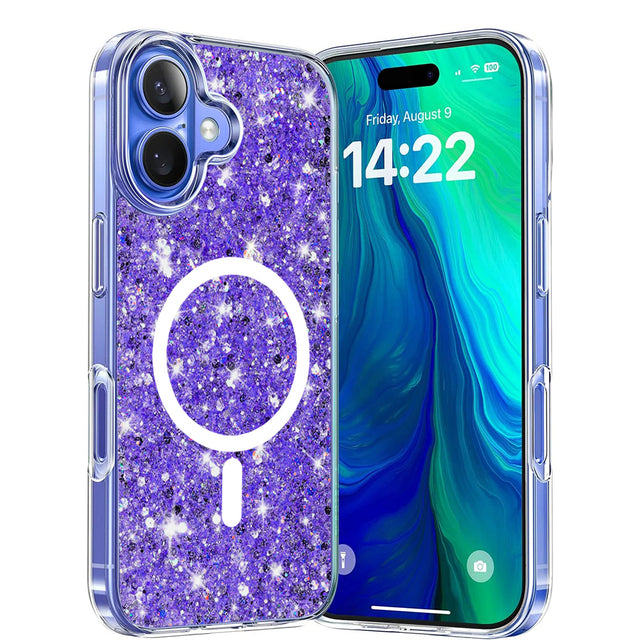 Husa de protectie Techsuit Sparkly Glitter MagSafe compatibil cu iPhone 16 Plus, Mov