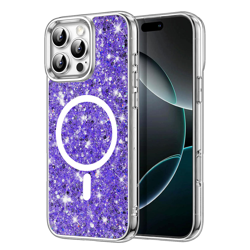 Husa de protectie Techsuit Sparkly Glitter MagSafe compatibil cu iPhone 16 Pro, Mov