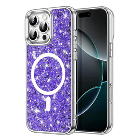 Husa de protectie Techsuit Sparkly Glitter MagSafe compatibil cu iPhone 16 Pro, Mov