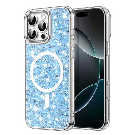Husa de protectie Techsuit Sparkly Glitter MagSafe compatibil cu iPhone 16 Pro Max, Albastru