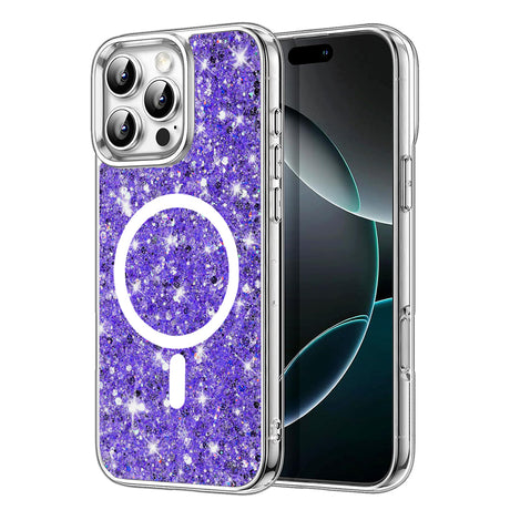 Husa de protectie Techsuit Sparkly Glitter MagSafe compatibil cu iPhone 16 Pro Max, Mov