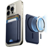 Suport ESR Premium Wallet Boost MagSafe (2K63803), Smart 4 Cards Storage, Made from Artificial Leather, Albastru Inchis