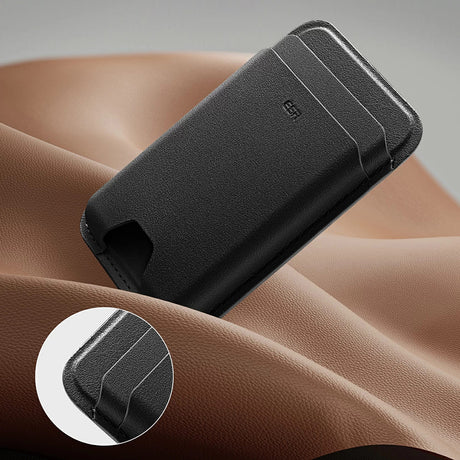 Suport ESR Premium Wallet Boost MagSafe (2K63801), Smart 4 Cards Storage, Made from Artificial Leather, Negru Profund