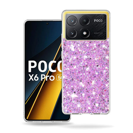 Husa de protectie Techsuit Sparkly Glitter compatibil cu Xiaomi Poco X6 Pro, Magenta