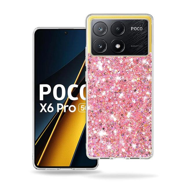 Husa de protectie Techsuit Sparkly Glitter compatibil cu Xiaomi Poco X6 Pro, Roz