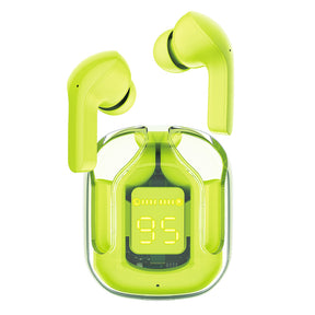 Casti Acefast (T6), USB-C, IPX4, Bluetooth 5.3, ENC, Fast Charging, LED Digital Display, 500mAh, Youth Green