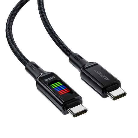 Cablu Acefast (C7-03), Type-C to Type-C, 100W Fast Charging, 5A, LED Display, 1.2m, Negru