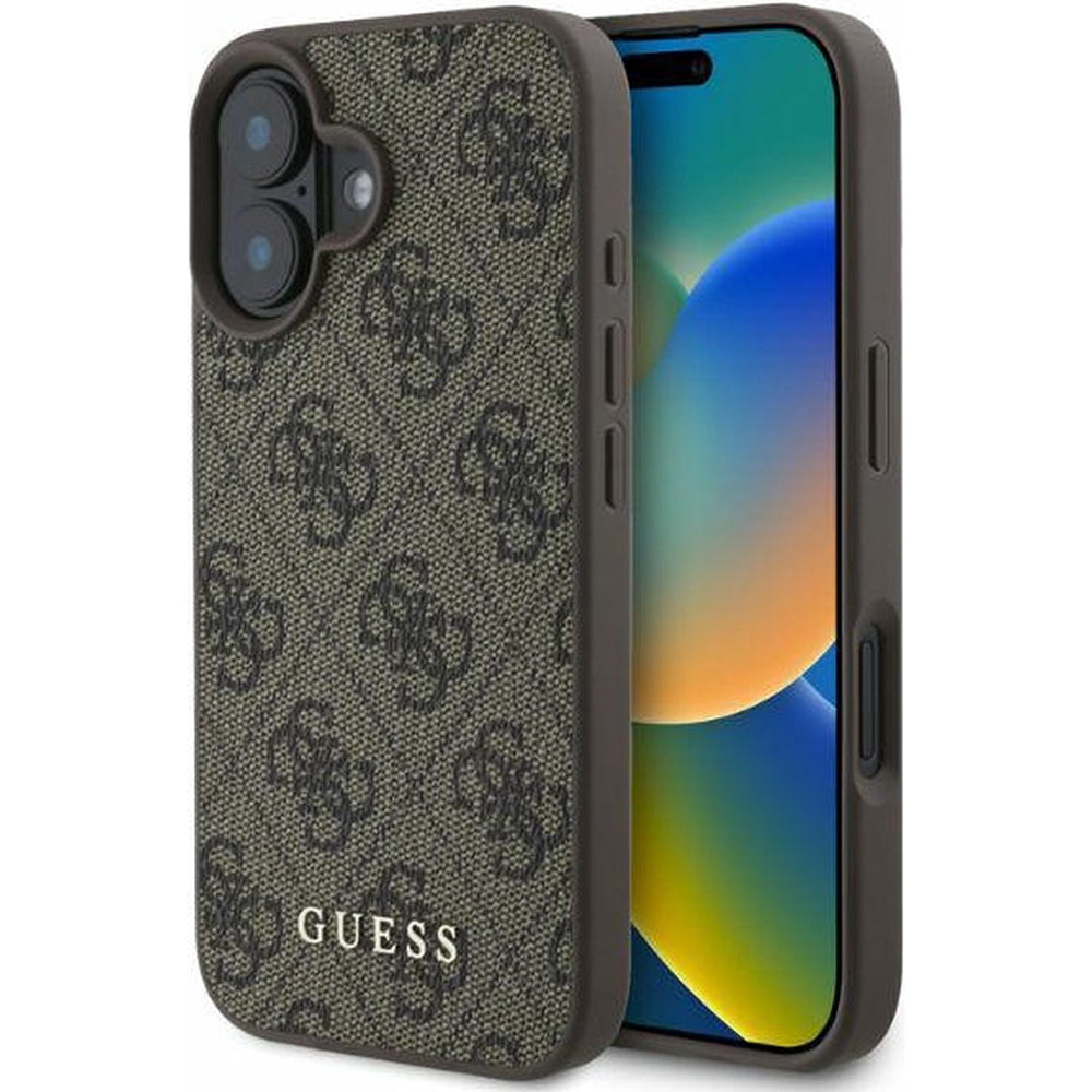 Husa de protectie Guess Hardcase 4G compatibil cu iPhone 16, Maro