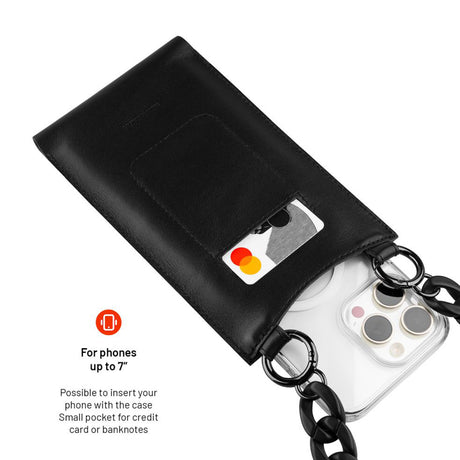Husa de protectie Fixed Universal Shoulder Bag Venezia Leather (FIXVEN-BK) compatibil cu for Mobile Phones 7", Negru