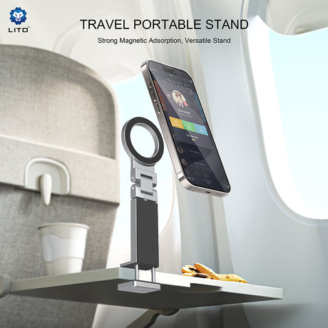 Suport Lito Travel Phone (LH01), Foldable, 360° rotation, One-Hand Operation Design, Gri