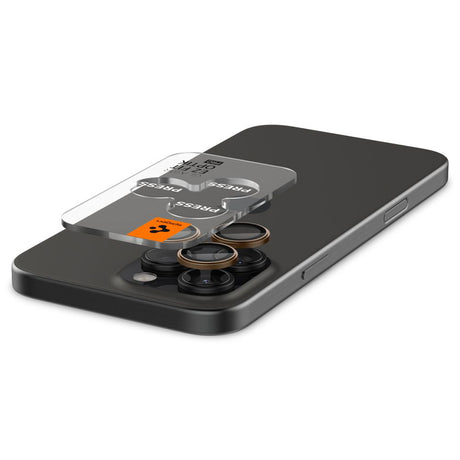 Folie de protectie Spigen (set de 2) Optik.tR EZ Fit Pro Camera Glass (AGL08862) compatibil cu iPhone 16 Pro, Desert Titanium