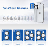 Folie de protectie Lito S+ Camera Glass compatibil cu iPhone 16 / iPhone 16 Plus, Albastru